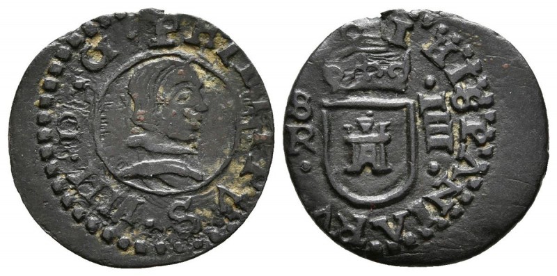 FELIPE IV. 4 Maravedís. 1661. Sevilla R. Cal-1592; J.S. M-641. Ae. 0,96g. Algo d...