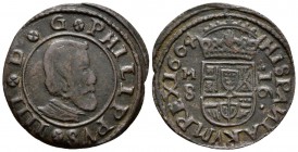FELIPE IV. 16 Maravedís. 1664. Madrid S. Cal-1405; J.S. M-389. Ae. 3,61g. MBC-/MBC.