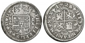 FELIPE V. 1 Real. 1726/1. Madrid A. Cal-1531. Ar. 2,49g. BC+.
