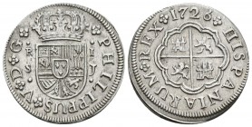 FELIPE V. 1 Real. 1726. Sevilla J. Cal-1713. Ar. 2,94g. MBC+.
