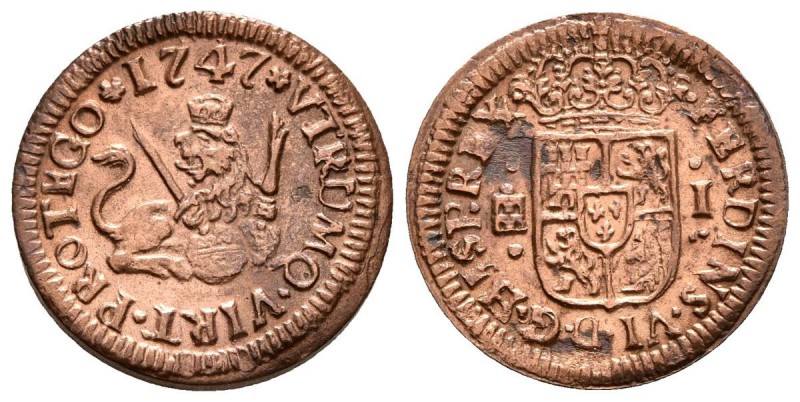 FERNANDO VI. 1 Maravedí. 1747. Segovia. Cal-717. Ae. 1,17g. MBC+.