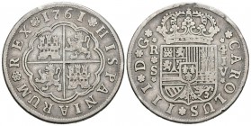 CARLOS III. 4 Reales. 1761. Sevilla JV. Cal-1218. Ar. 12,62g. MBC-.