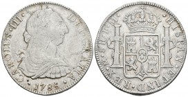 CARLOS III. 8 Reales. 1785. México FM. Cal-937. Ar. 26,84g. MBC/MBC+.