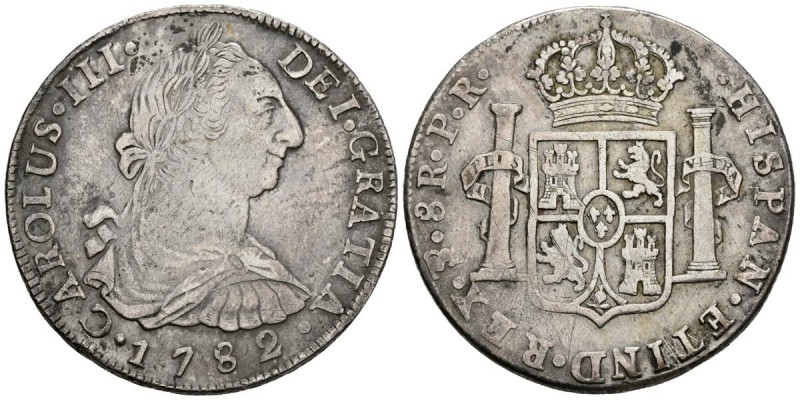 CARLOS III. 8 Reales. 1782. Potosí PR. Cal-986. Ar. 26,97g. MBC-.