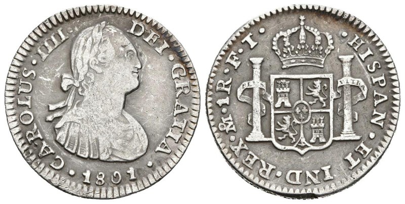 CARLOS IV. 1 Real. 1801. México FT. Cal-1296. Ar. 3,27g. MBC-/MBC.