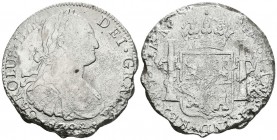 CARLOS IV. 8 Reales. 1798. Guatemala M. Cal-629. Ar. 21,65g. Oxidaciones marinas. BC+. Escasa.