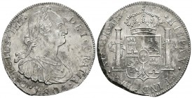 CARLOS IV. 8 Reales. 1805. Guatemala M. Cal-637. Ar. 25,42g. Oxidaciones marinas. MBC-. Escasa.