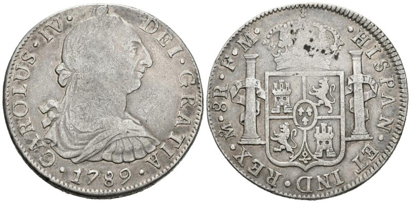 CARLOS IV. 8 Reales. 1789. México FM. Busto de Carlos III y ordinal IV. Cal-681....