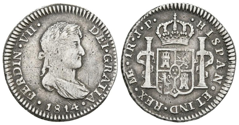 FERNANDO VII. 1 Real. 1814. Lima JP. Cal-1133. Ar. 3,27g. MBC-/MBC.