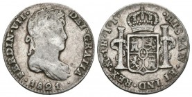 FERNANDO VII. 1 Real. 1821. México JJ. Cal-1181. Ar. 3,24g. MBC-.