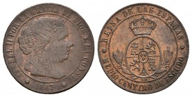 ISABEL II. 1/2 Céntimo de escudo. 1867. Barcelona OM. Cal-670. Ae. 1,20g. EBC.