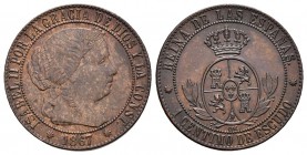 ISABEL II. 1 Céntimo de escudo. 1867. Barcelona OM. Cal-654. Ae. 2,45g. EBC-/EBC.