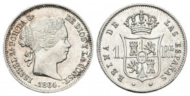 ISABEL II. 1 Real. 1864. Sevilla. Cal-444. Ar. 1,28g. EBC.