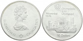 CANADA. 10 Dollars. 1976. XXI Olimpiadas de Montreal. Km#87. Ar. 48,58g. Mínima marquita en el canto y ligero tono. SC-.