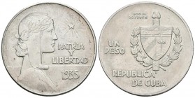 CUBA. 1 Peso. 1935. Km#22. Ar. 26,71g. Rayitas en anverso. MBC+.