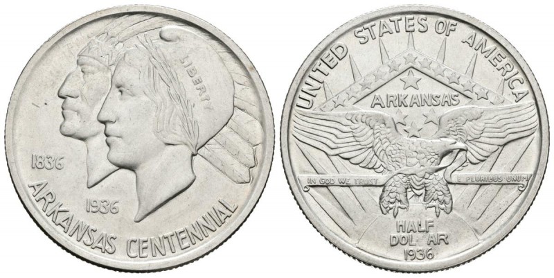 ESTADOS UNIDOS. 1/2 Dollar. 1936. Arkansas Centennial. KM#168. Ar. 12,55g. Marqu...