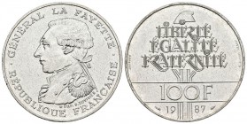 FRANCIA. 100 Francs. 1987. Piefort. General Lafayette. Km#P991. Ar. 29,93g. SC.