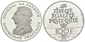 FRANCIA. 100 Francs. 1987. Piefort. General Lafayette. Km#P991. Ar. 30,16g. PROOF.