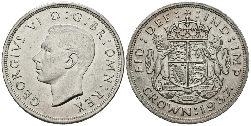 GRAN BRETAÑA. George VI. 1 Crown. 1937. Km#857. Ar. 28,32g. Leves marquitas en a...