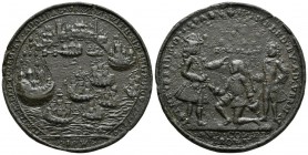 GRAN BRETAÑA. Medalla. Almirante Vernon y Blas de Lezo. 1741. Cartagena. Adams-Chao Cavlo 1-B, R.5. Ae. 11,72g. 40mm. MBC-.