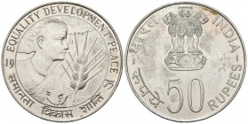 INDIA. 50 Rupees. 1975. Año de la mujer. Km#256. Ar. 34,73g. EBC.