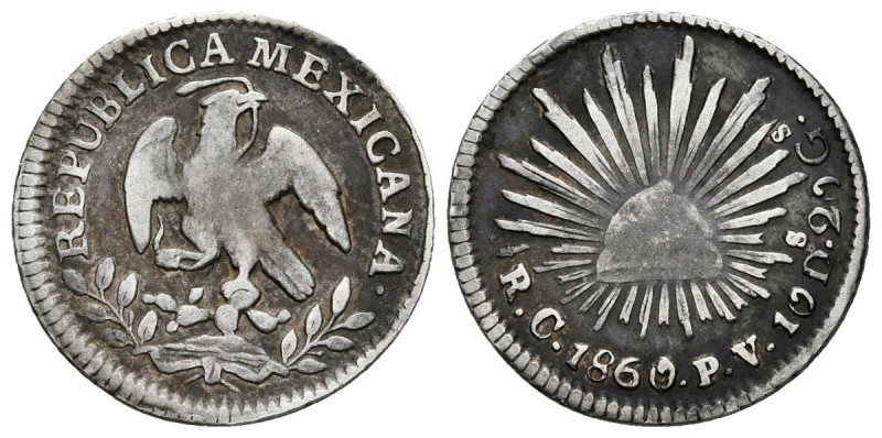 MEXICO. 1/2 Real. 1860. Culiacán PV. Km#370.2. Ar. 1,67g. MBC.