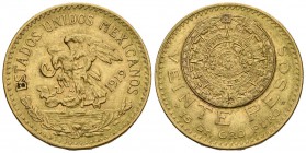 MEXICO. 20 Pesos. 1919. Mº (México). Calendario Azteca. Km#478; Fr-171. Au. 16,67g. MBC+.