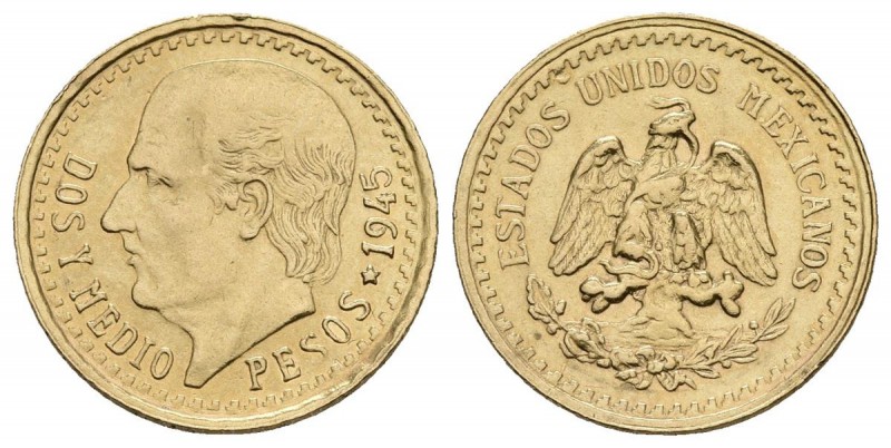 MEXICO. 2 1/2 Pesos. 1945. México. Km#463; Fr.169. Au. 2,09g. MBC.