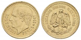 MEXICO. 2 1/2 Pesos. 1945. México. Km#463; Fr.169. Au. 2,09g. MBC.