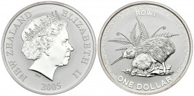NUEVA ZELANDA. 1 Dollar. 2005. Rowi-Kiwi. Km#153. Ar. 31,49g. PROOF. Escasa.