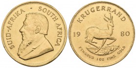 SUDAFRICA. Krugerrand. 1980. Km#73. Au. 33,97g. Leve golpecito en el canto. EBC-.