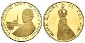 VATICANO. Medalla. Quinquagesimo año de la aparición de la Virgen de Fátima. 1917-1967. Au. 7,07g. 24mm. Presentada en estuche oficial con certificado...