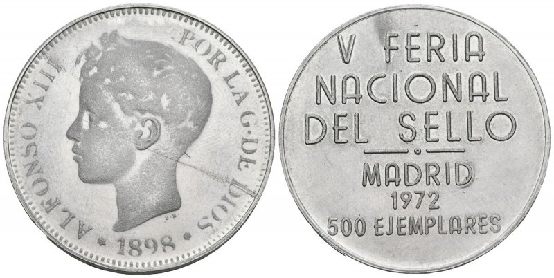 V FERIA NACIONAL DEL SELLO. 1972. Madrid. Utilizando para el anverso el modelo d...