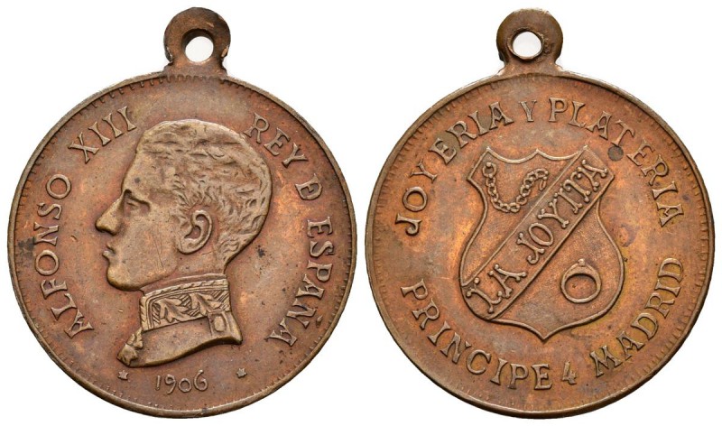 ALFONSO XIII. Medalla. 1906. La Joyería. Joyería y Platería, Principe 4, Madrid....