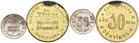 LOS TRANVIAS DE BARCELONA. 10 y 50 Céntimos. 1916. Montepío de empleados. Cooperativa. EBC+.