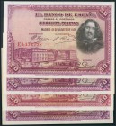 Conjunto de 4 billetes de 50 Pesetas emitidos el 15 de Agosto de 1928, Series B, C, D y E (Edifil 2017: 354). EBC.