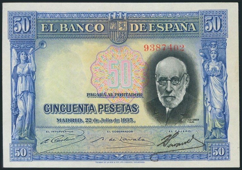 50 Pesetas. 22 de Julio de 1935. Sin serie. (Edifil 2017: 366). SC.