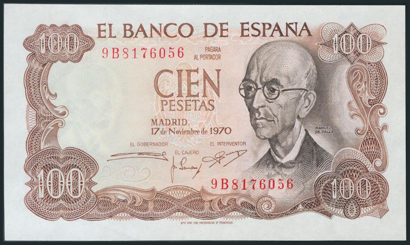 100 Pesetas. 17 de Noviembre de 1970. Serie especial 9B. (Edifil 2017: 472d). SC...