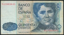 500 Pesetas. 23 de Octubre de 1979. Serie 9A. (Edifil 2017: 476b). RC.