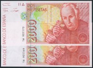 2000 Pesetas. 24 de Abril de 1992. Pareja correlativa. Serie 1W. (Edifil 2017: 482Aa). SC.