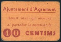 AGRAMUNT (LERIDA). 10 Céntimos. (1937ca). BC.