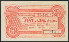 AIGÜESBONES (GERONA). 25 Céntimos. 2 de Septiembre de 1937. EBC.