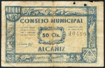 ALCAÑIZ (TERUEL). 50 Céntimos y 1 Peseta. Junio de 1937. 1ª Serie. (González: 297, 298). BC.