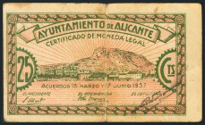ALICANTE. 25 Céntimos y 50 Céntimos. 17 de Junio de 1937. (González: 508, 509). BC.
