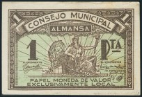 ALMANSA (ALBACETE). 1 Peseta. (1936ca). (González: 550). BC.