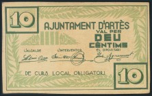 ARTES (BARCELONA). 10 Céntimos. (1937ca). EBC.