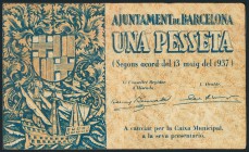 BARCELONA. 1 Peseta. 13 de Mayo de 1937. Serie D. BC.