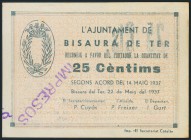 BISAURA DE TER (BARCELONA). 25 Céntimos. 22 de Mayo de 1937.