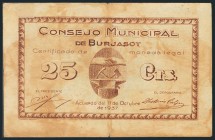 BURJASOT (VALENCIA). 25 Céntimos. 11 de Octubre de 1937. (González: 1328). Inusual. BC.