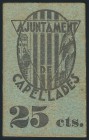 CAPELLADES (BARCELONA). 25 Céntimos y 50 Céntimos. 1 de Mayo de 1937. Raro. MBC.